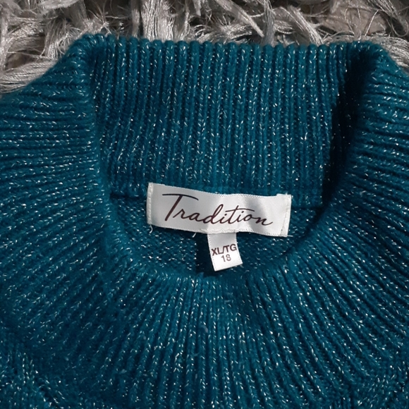 Tradition Metallic Turquoise Longseleve Sweater - Picture 5 of 5